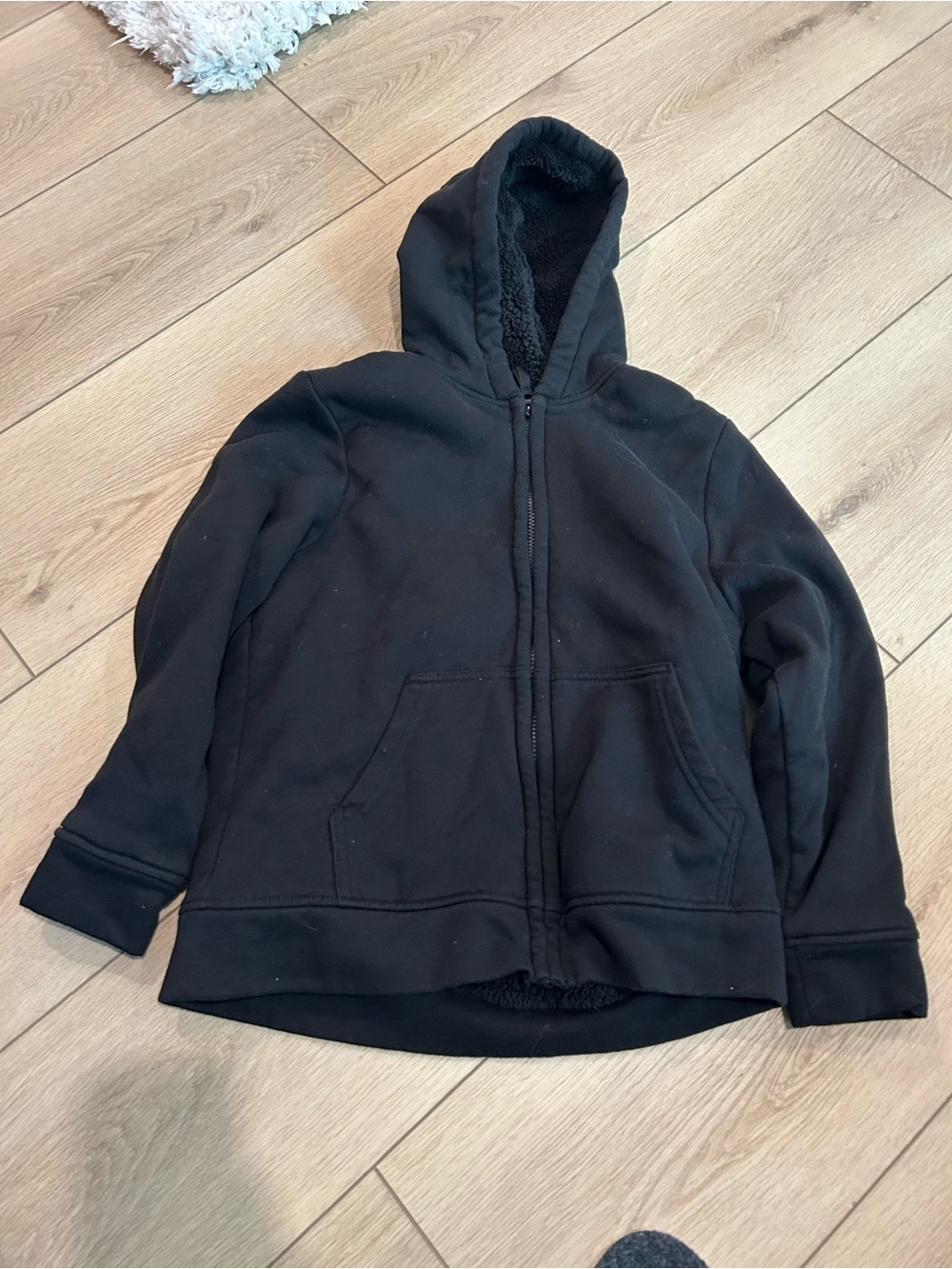 wonder nation Black Full-Zip Hooded Sweatshirt for Kids
